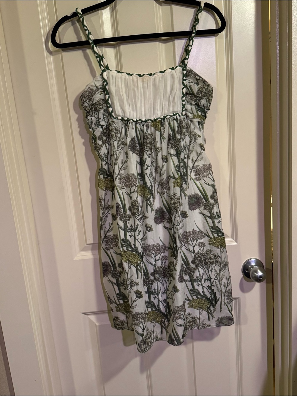 Studio M White Dress with Green Trim